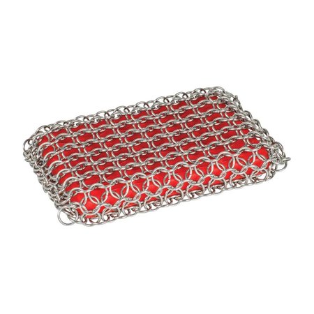 COOL KITCHEN Chainmail Heavy Duty Cast Iron Scrubbing Pad, Red & Silver - 8.71 in. CO1676682